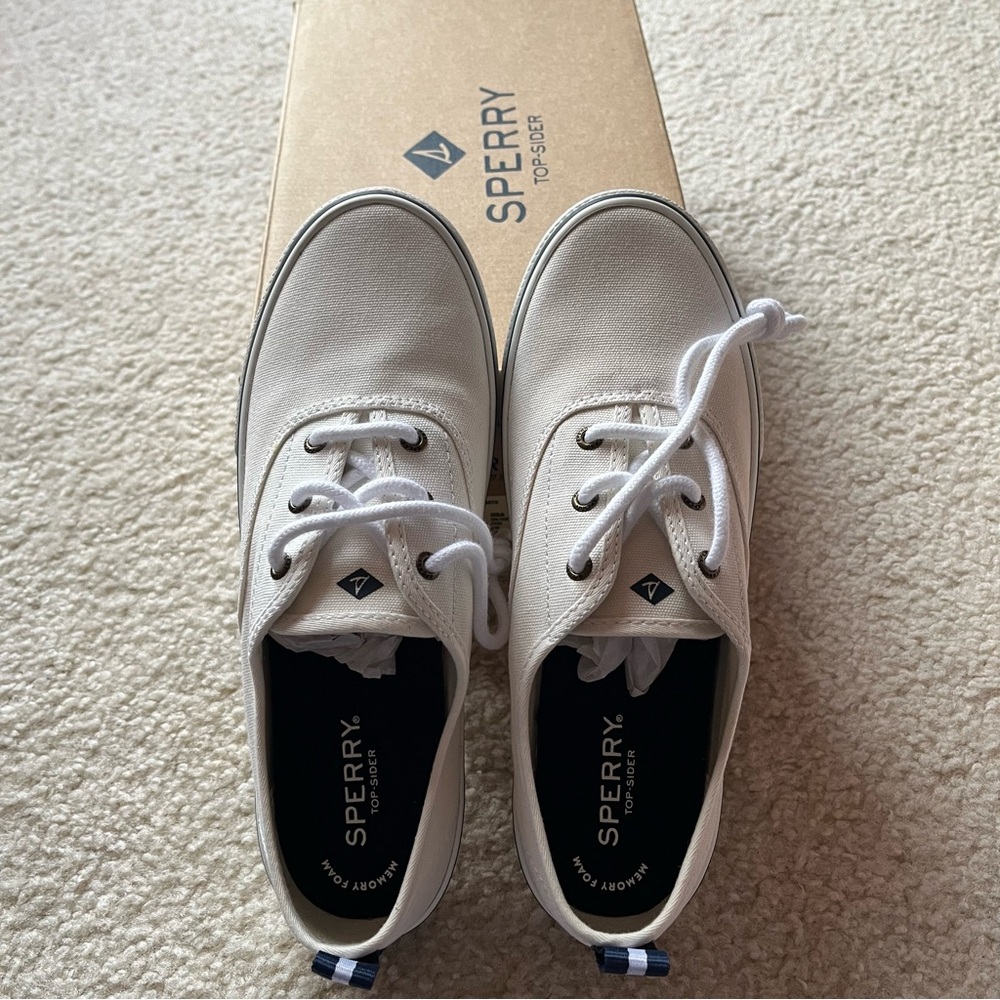 Sperry White Canvas Lace-Up Shoes - Picture 2 of 3